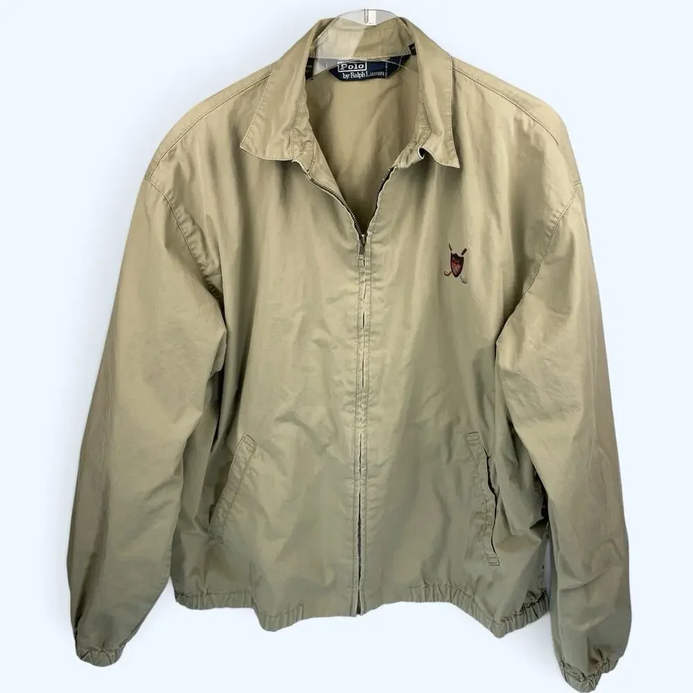 Vintage Polo Ralph Lauren Golf Harrington Men's Jacket Beige Large